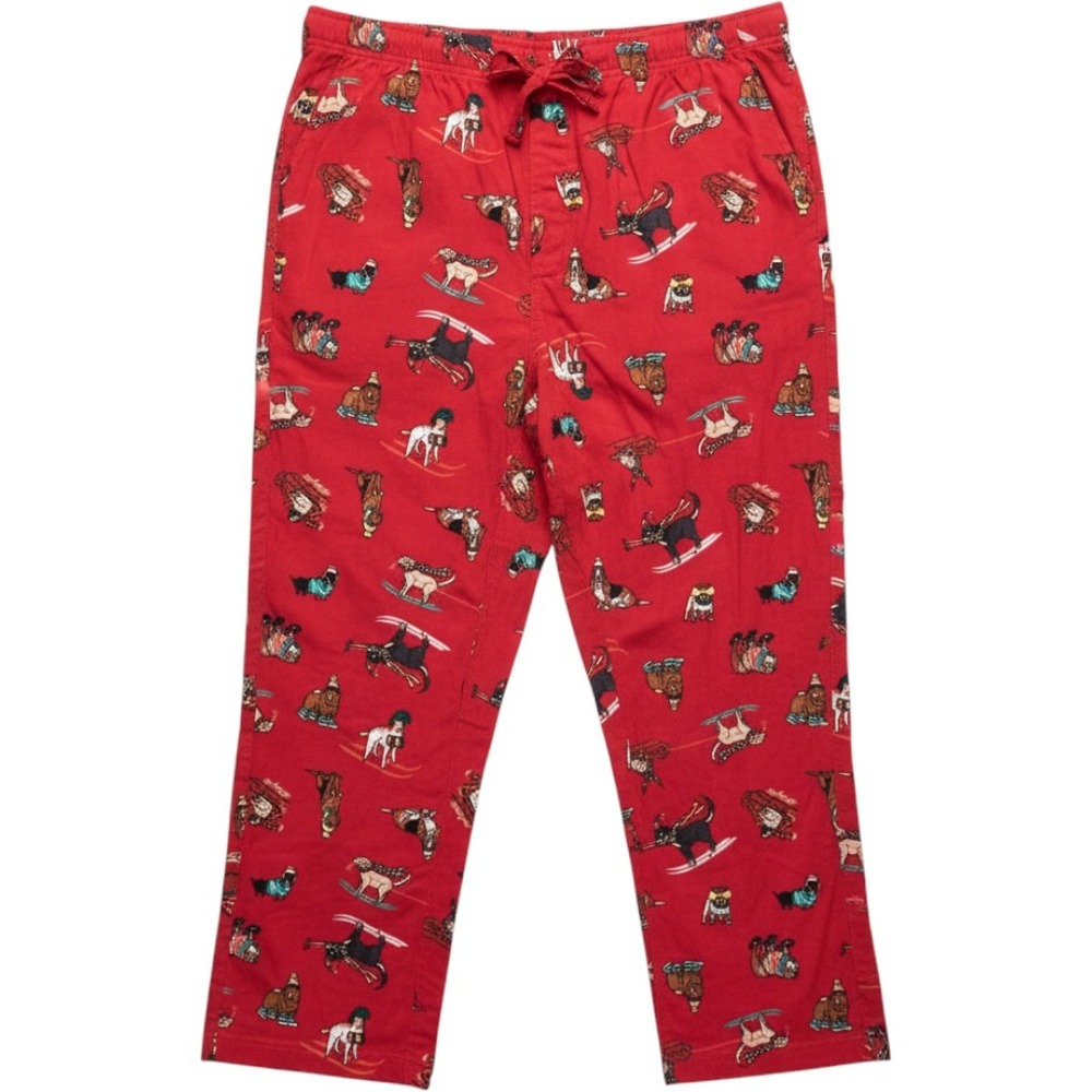 Old Navy Flannel Pajama Pants Women XL Red Skiing Dog Good Holiday Sleepwear